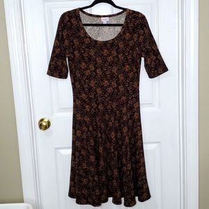 Women's LLR Nicole Dress Size Large Brown with blue floral